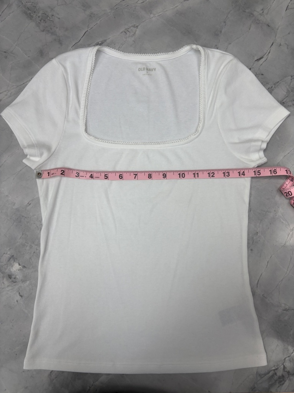 *NWOT* Old Navy White Square Neck Ribbed Short Sleeve Top